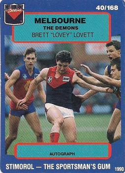 1990 AFL Scanlens Stimorol #40 Brett Lovett Front